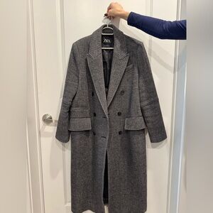 Zara Women’s Charcoal Double-Breasted Trench Coat